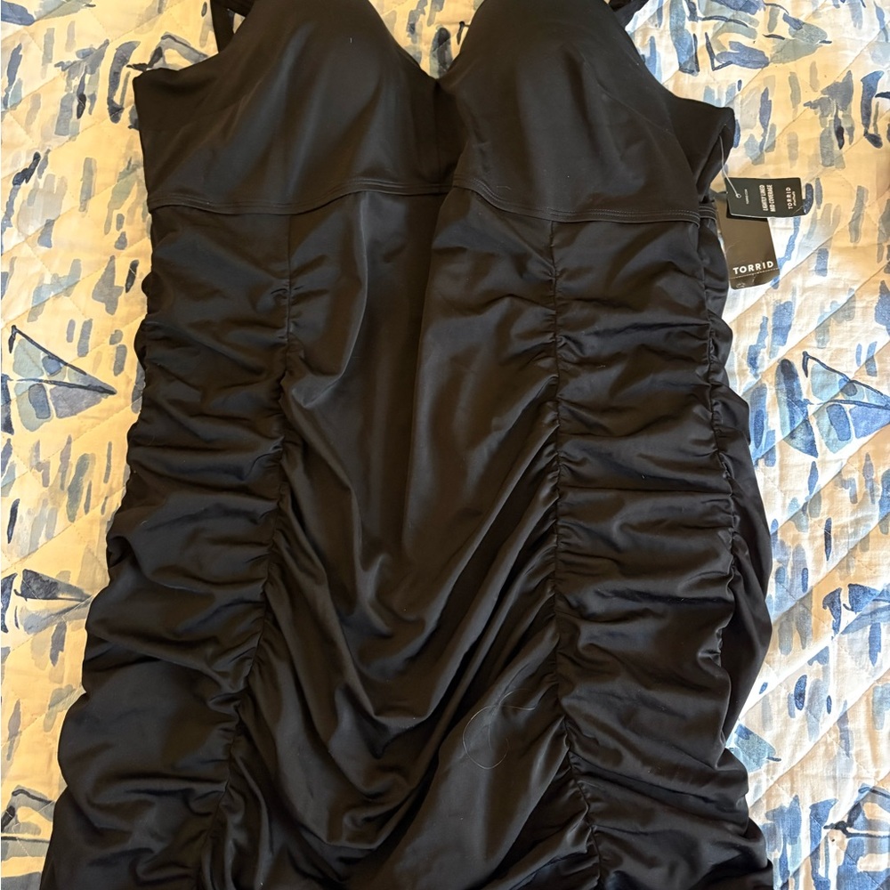 Torrid Black Ruched One Piece Swimsuit